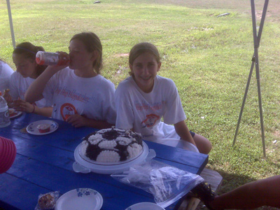 Eating at a summer soccer camp